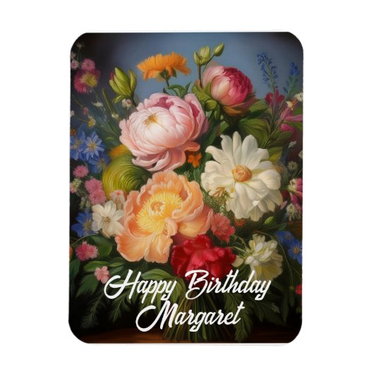 Pioenen Happy Birthday Magneet (Verticaal)