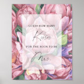 Pioenen - Hoeveel kisses vrijgezellenfeest spel Poster (Voorkant)