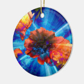 Pioenen in blauw licht keramisch ornament (Links)