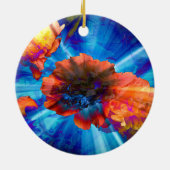 Pioenen in blauw licht keramisch ornament (Achterkant)