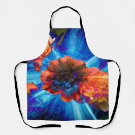 Pioenen in blauw licht schort