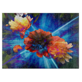 Pioenen in blauw licht snijplank