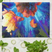 Pioenen in blauw licht theedoek (Gevouwen)