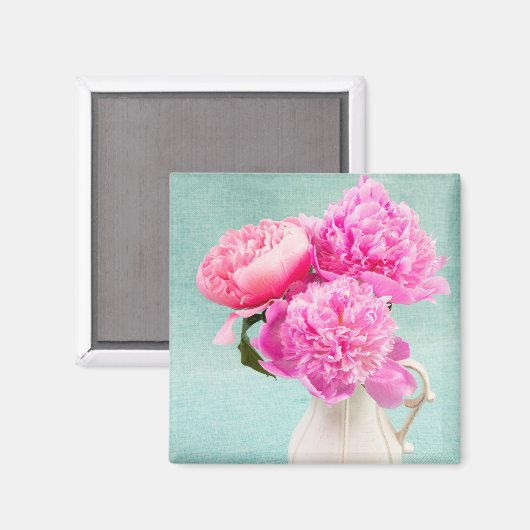 Pioenen in de pitcher van een boer magneet (Voorkant / Achterkant)