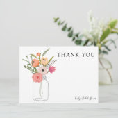 Pioenen in Mason Jar Dank u Kaart (Staand voorkant)