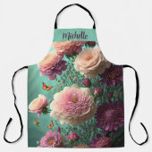 pioenen in roze en bordeaux, op maat schort (Voorkant)