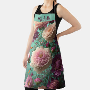 pioenen in roze en bordeaux, op maat schort