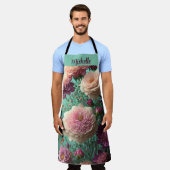 pioenen in roze en bordeaux, op maat schort (Gedragen)