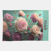  pioenen in roze en bordeaux, op maat theedoek (Horizontaal)