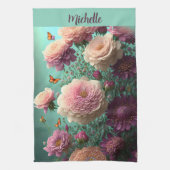  pioenen in roze en bordeaux, op maat theedoek (Verticaal)