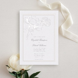 Pioenen Ivoor Formele Elegante Modern Type Wedding Kaart