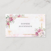 Pioenen met gouden lijst visitekaartje (Voorkant)