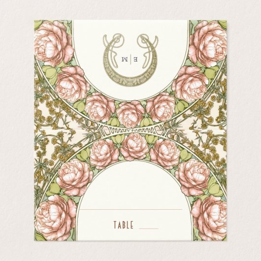 Pioenen Naam Kaarten Trouwtafel  (Buitenkant ongevouwen)