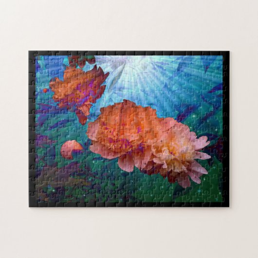 Pioenen onder water legpuzzel (Horizontaal)
