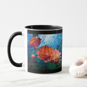 Pioenen onder water mok