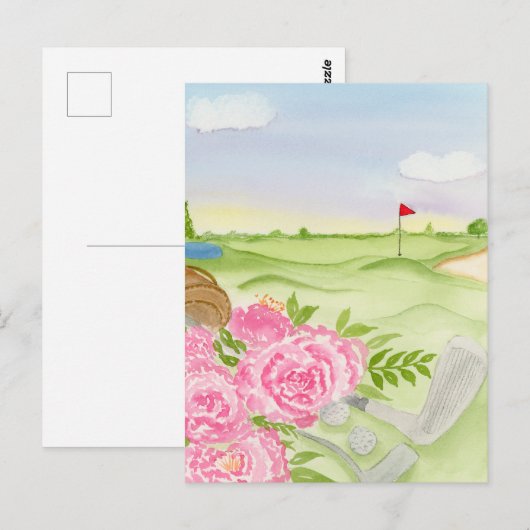 Pioenen op de golfbaan briefkaart (Voorkant / Achterkant)