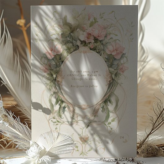  Pioenen Pastel Bloemen Rococo Bruiloft Kaart