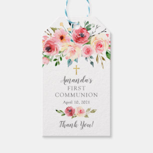 Pioenen Roos Bloemen Eerste Communie Favor Cadeau  Cadeaulabel