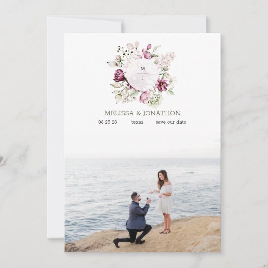 Pioenen Roze Bourgondië Bloemen Afbeelding Save Th Save The Date (Voorkant)