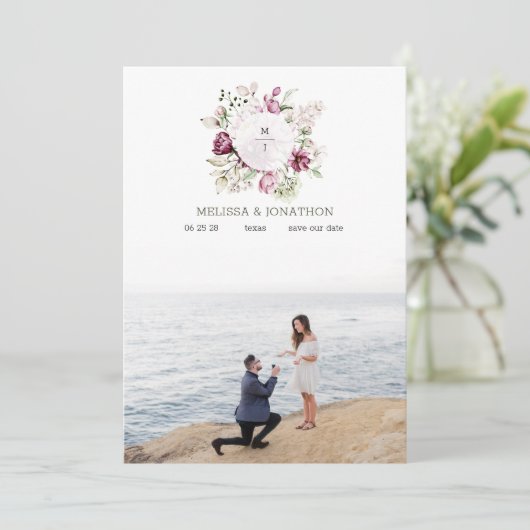 Pioenen Roze Bourgondië Bloemen Afbeelding Save Th Save The Date (Staand voorkant)