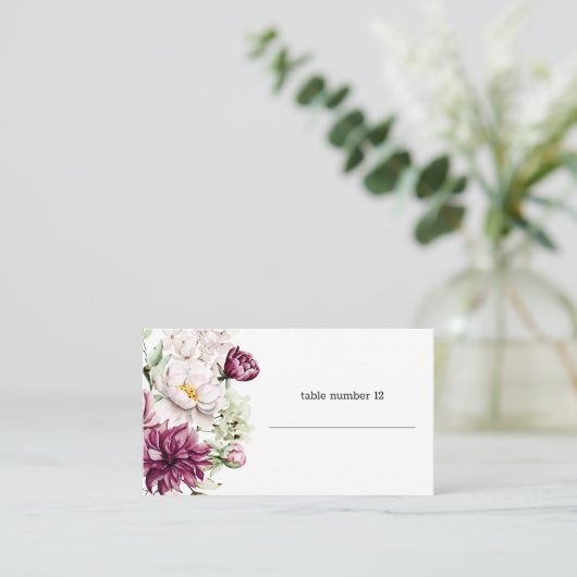 Pioenen Roze Bourgondië Bloemen Bruiloft Escort Ka Plaatskaartje (Staand voorkant)