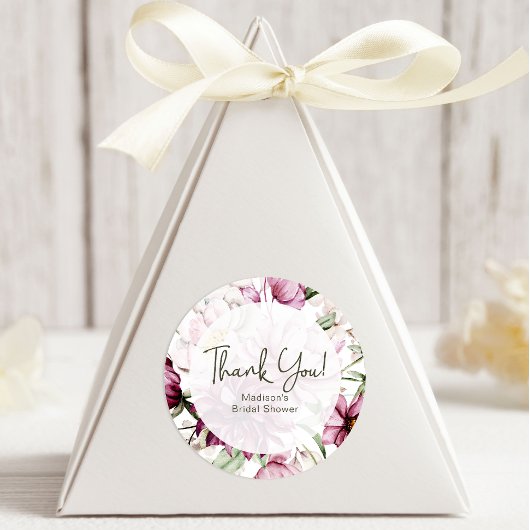 Pioenen Roze Bourgondië Bloemen bruiloft gunst Ronde Sticker