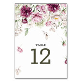 Pioenen Roze Bourgondië Bloemen Bruiloft Tafel Num Kaart (Achterkant)