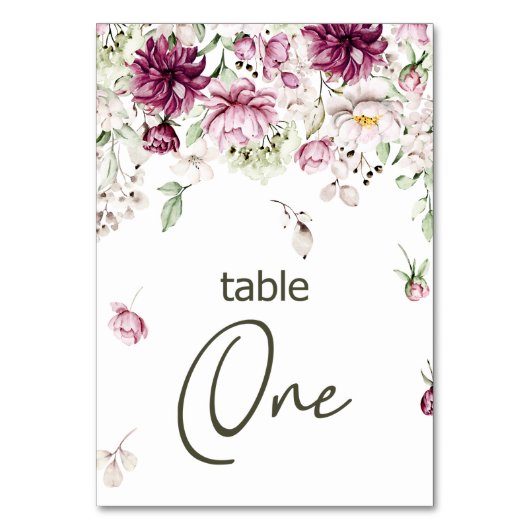 Pioenen Roze Bourgondië Bloemen Bruiloft Tafel Num Kaart (Achterkant)