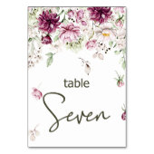 Pioenen Roze Bourgondië Bloemen Bruiloft Tafel Num Kaart (Achterkant)