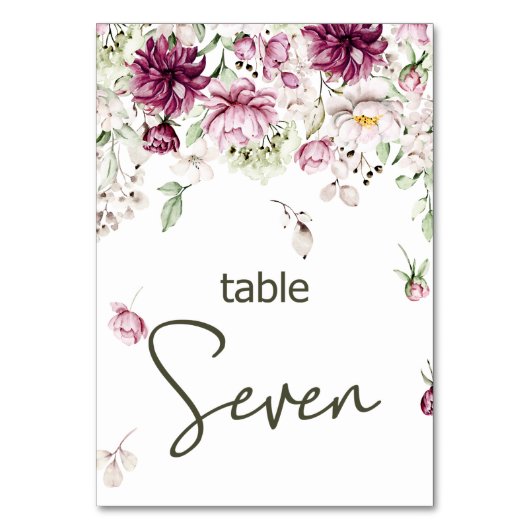 Pioenen Roze Bourgondië Bloemen Bruiloft Tafel Num Kaart (Achterkant)