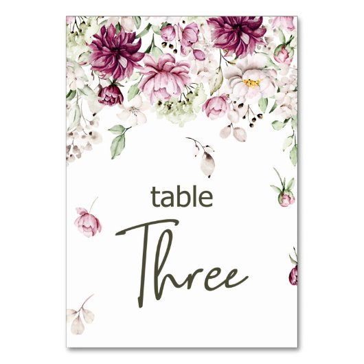 Pioenen Roze Bourgondië Bloemen Bruiloft Tafel Num Kaart (Achterkant)