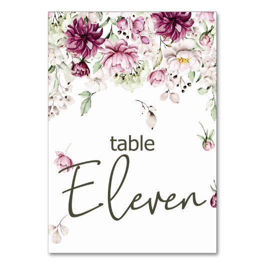 Pioenen Roze Bourgondië Bloemen Bruiloft Tafel Num Kaart (Voorkant)