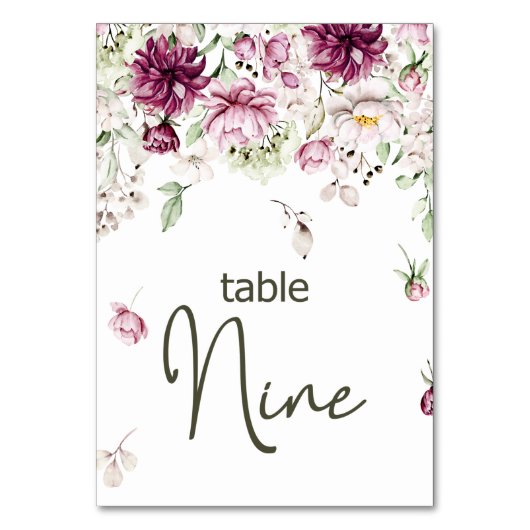 Pioenen Roze Bourgondië Bloemen Bruiloft Tafel Num Kaart (Achterkant)