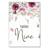 Pioenen Roze Bourgondië Bloemen Bruiloft Tafel Num Kaart (Voorkant)