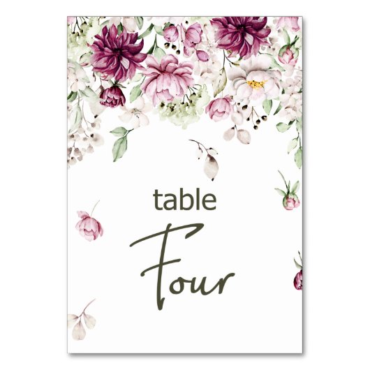 Pioenen Roze Bourgondië Bloemen Bruiloft Tafel Num Kaart (Achterkant)