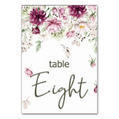 Pioenen Roze Bourgondië Bloemen Bruiloft Tafel Num Kaart (Achterkant)