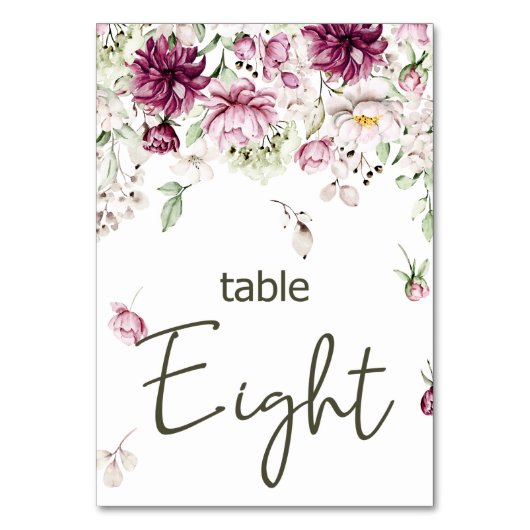 Pioenen Roze Bourgondië Bloemen Bruiloft Tafel Num Kaart (Achterkant)