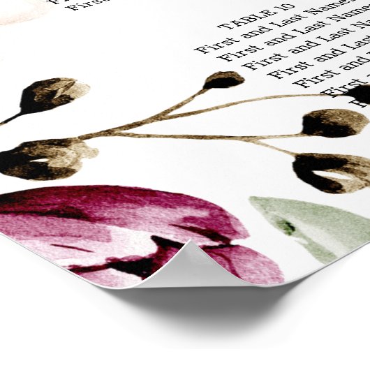 Pioenen Roze Bourgondië Bloemen Bruiloft Zitkaarte Poster (Hoek)