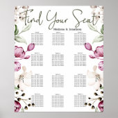 Pioenen Roze Bourgondië Bloemen Bruiloft Zitkaarte Poster (Voorkant)