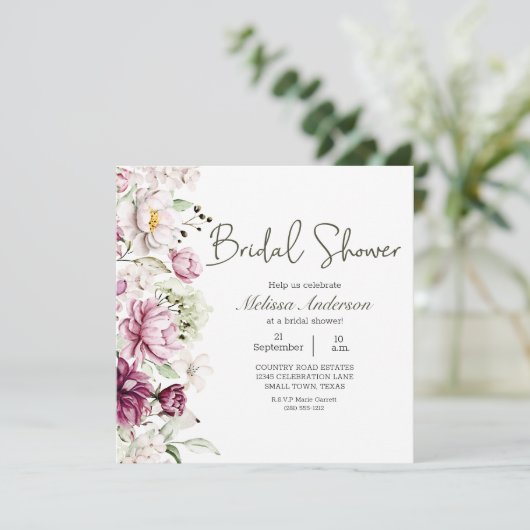 Pioenen Roze Bourgondië Bloemen Vrijgezellenfeest Kaart (Staand voorkant)