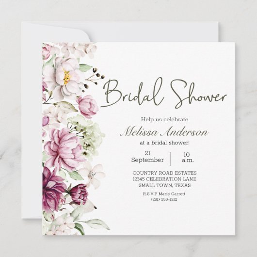 Pioenen Roze Bourgondië Bloemen Vrijgezellenfeest Kaart (Voorkant)