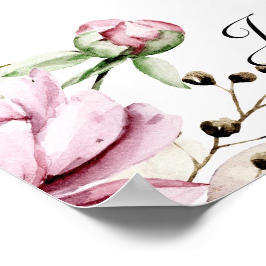 Pioenen Roze Bourgondië Bloemen Vrijgezellenfeest Poster (Hoek)