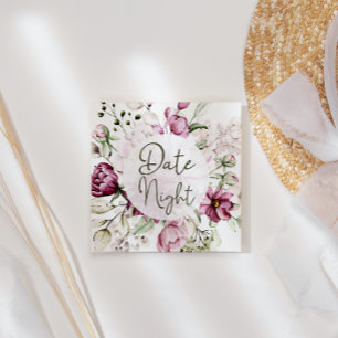 Pioenen Roze Bourgondië Floral Date Night Kaart Vierkante Visitekaartje