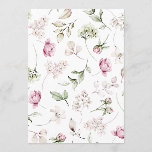 Pioenen Roze Bourgondië Floral Romantisch Bruiloft Menu (Achterkant)