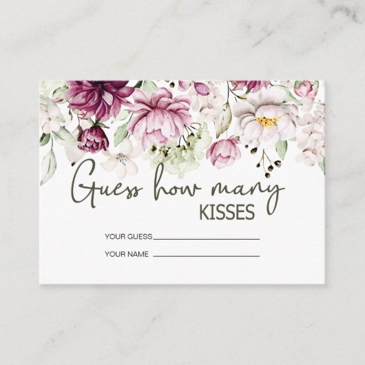 Pioenen Roze Bourgondië hoeveel kussen bruids spel Informatiekaartje (Voorkant)