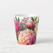 Pioenen Roze pioenroos Floral Latte Mok (Voorkant)
