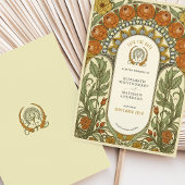 Pioenen & Rozen Art Nouveau Bewaar de datum Kaart