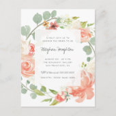 Pioenen, Rozen & Eucalyptus Krans Vrijgezellenfees Uitnodiging Briefkaart (Voorkant)