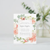 Pioenen, Rozen & Eucalyptus Krans Vrijgezellenfees Uitnodiging Briefkaart (Staand voorkant)