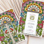 Pioenen, Rozen & Sun Art Nouveau Bewaar de datum Kaart